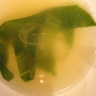 青梗菜とねぎと春雨のスープ